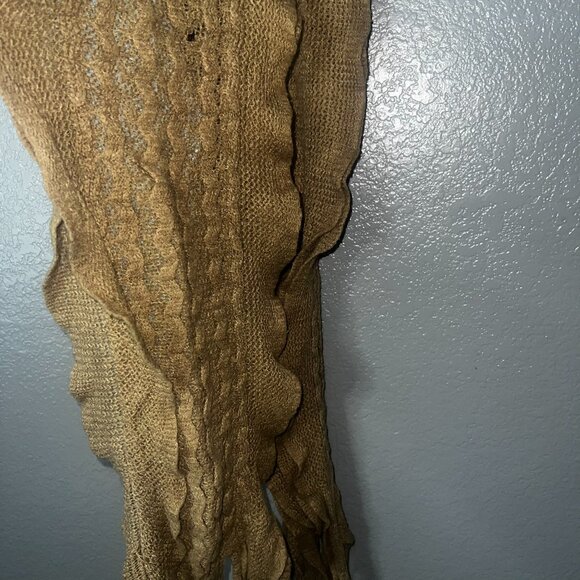 Women’s Brown Cable Knit Scarf Fringe Long Winter Fall Accessory - Picture 4 of 4